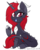 Size: 1024x1288 | Tagged: safe, artist:scarlet-spectrum, oc, oc only, oc:scarlet spectrum, dracony, hybrid, pony, unicorn, ear fluff, fangs, female, horns, looking at you, mare, open mouth, simple background, sitting, smiling, transparent background, underhoof