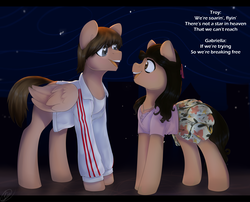 Size: 3100x2500 | Tagged: safe, artist:tigra0118, pony, disney, female, gabriella montez, high res, high school musical, male, mare, non-mlp shipping, ponified, singing, smiling, stallion, straight, troy bolton, vanessa hudgens, zac efron