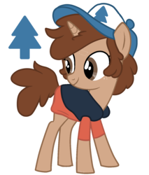 Size: 1161x1362 | Tagged: safe, artist:unicorn-mutual, pony, unicorn, clothes, colt, cute, dipper pines, gravity falls, male, ponified, simple background, solo, transparent background