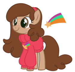 Size: 1388x1333 | Tagged: safe, artist:unicorn-mutual, earth pony, pony, clothes, cute, female, filly, gravity falls, mabel pines, male, ponified, simple background, solo, sweater, transparent background