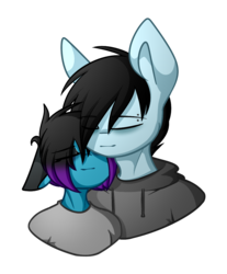Size: 951x1147 | Tagged: safe, artist:despotshy, oc, oc only, oc:despy, oc:tyler, anthro, clothes, female, hoodie, male, mare, simple background, stallion, transparent background