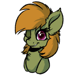 Size: 1024x1024 | Tagged: safe, artist:witchtaunter, oc, oc only, pony, bust, commission, one eye closed, simple background, solo, transparent background, wink