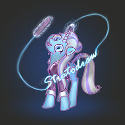 Size: 1024x1020 | Tagged: safe, artist:stratodraw, oc, oc only, pony, clothes, glowing horn, gradient background, horn, magic, solo, stylus, telekinesis