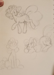 Size: 2543x3552 | Tagged: safe, artist:prismspark, pinkie pie, earth pony, pony, g4, cute, finger, high res, monochrome, scrunchy face, traditional art