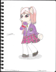 Size: 1636x2114 | Tagged: safe, artist:toonalexsora007, pony, bipedal, dead or alive, honoka, ponified, solo, traditional art