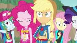 Size: 751x422 | Tagged: safe, edit, screencap, applejack, fluttershy, pinkie pie, rainbow dash, rarity, sci-twi, sunset shimmer, twilight sparkle, equestria girls, equestria girls series, forgotten friendship, g4, animated, belly button, big boss, clothes, female, geode of empathy, gif, humane five, humane seven, humane six, metal gear, metal gear solid, metal gear solid: peace walker, midriff, naked snake, swimsuit, the boss