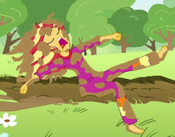 Size: 530x415 | Tagged: safe, artist:thedarkpony, edit, edited screencap, screencap, sunset shimmer, equestria girls, g4, my little pony equestria girls: legend of everfree, clothes, female, mud, mud edit, muddy, pajamas, playing in mud, sitting, solo, wet and messy, yawn