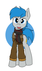 Size: 1536x2560 | Tagged: safe, artist:xphil1998, oc, oc only, oc:trigger hooves, earth pony, pony, clothes, jacket, scarf, solo