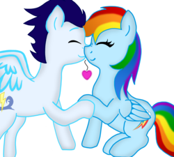 Size: 4543x4081 | Tagged: safe, artist:delphina34, artist:stockingstreams, edit, rainbow dash, soarin', pony, g4, absurd resolution, colored, female, heart, male, ship:soarindash, shipping, simple background, straight, transparent background