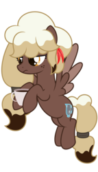 Size: 3125x5469 | Tagged: safe, artist:besttubahorse, oc, oc only, oc:sweet mocha, pegasus, pony, coffee, cup, female, flying, freckles, hoof hold, simple background, solo, transparent background, unamused, vector