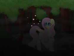 Size: 4000x3000 | Tagged: safe, artist:itssopanda, fluttershy, pony, g4, female, forest, high res, orb, solo, tree