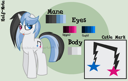 Size: 1544x974 | Tagged: safe, artist:ipandacakes, oc, oc only, oc:half-note, pony, unicorn, female, heterochromia, mare, offspring, parent:neon lights, parent:vinyl scratch, parents:vinylights, reference sheet, solo