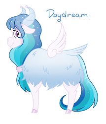 Size: 749x871 | Tagged: safe, artist:patchworkpupper, oc, oc only, oc:daydream, hybrid, yakony, ethereal mane, female, interspecies offspring, offspring, parent:prince rutherford, parent:princess celestia, parents:ruthlestia, simple background, solo, white background