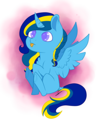 Size: 1191x1489 | Tagged: safe, artist:minetane, oc, oc only, oc:aquamarine shard, alicorn, pony, alicorn oc, cel shading, chibi, female, simple background, solo, tongue out, transparent background