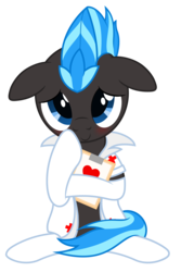 Size: 4000x6000 | Tagged: safe, artist:waveywaves, oc, oc only, oc:nimbus, blushing, boop, clipboard, clothes, male, nurse outfit, self-boop, simple background, socks, solo, stallion, transparent background, vector