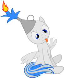 Size: 2000x2441 | Tagged: safe, artist:waveywaves, oc, oc only, oc:snowstorm, pegasus, pony, :p, derp, fire, funnel, high res, male, mane on fire, simple background, solo, stallion, tongue out, transparent background, vector