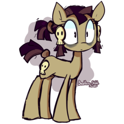Size: 1280x1280 | Tagged: safe, artist:lilboulder, oc, oc only, oc:thana hex, earth pony, pony, bags under eyes, female, mare, ponytail, skull, solo