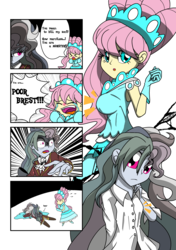 Size: 2468x3496 | Tagged: safe, artist:geraritydevillefort, fluttershy, rainbow dash, the count of monte rainbow, equestria girls, g4, breasts, busty fluttershy, chibi, clothes, comic, crossover, crying, dress, female, high res, rainbow dantes, shycedes, the count of monte cristo