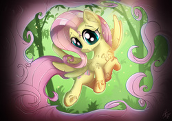 Size: 4961x3508 | Tagged: safe, artist:tony-retro, fluttershy, pegasus, pony, g4, female, long mane, mane, mare, solo, spread wings, turned head, wings
