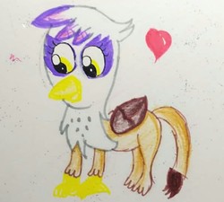 Size: 713x641 | Tagged: safe, artist:sumi-mlp25, gilda, griffon, g4, female, heart, simple background, solo, traditional art