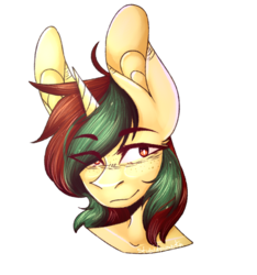 Size: 1500x1600 | Tagged: safe, artist:stupidpumpkin, oc, oc only, oc:northern spring, pony, unicorn, big ears, bust, female, freckles, simple background, solo, transparent background