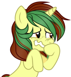 Size: 1404x1528 | Tagged: safe, artist:cutiecake122, oc, oc only, oc:northern spring, pony, unicorn, covering mouth, female, laughing, scrunchy face, simple background, solo, transparent background