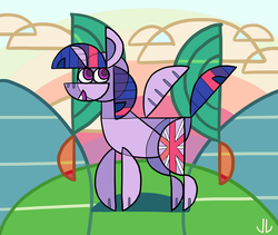 Size: 3800x3200 | Tagged: safe, artist:docwario, twilight sparkle, alicorn, pony, g4, abstract, cloud, cubism, female, geometry, high res, horn, mare, modern art, sky, solo, twilight sparkle (alicorn), wings
