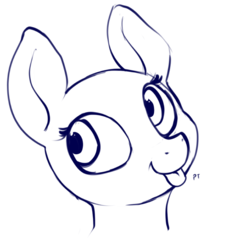Size: 806x847 | Tagged: safe, artist:dimfann, generic pony, monochrome, sketch, solo, tongue out
