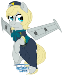 Size: 600x722 | Tagged: dead source, safe, artist:tambelon, oc, oc only, oc:rafale, original species, plane pony, pony, clothes, female, mare, plane, simple background, solo, transparent background