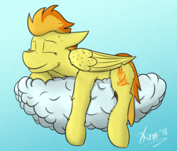 Size: 2387x2042 | Tagged: safe, artist:kamithepony, spitfire, g4, cloud, female, high res, sleeping, solo