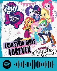 Size: 316x394 | Tagged: safe, applejack, fluttershy, pinkie pie, rainbow dash, rarity, sci-twi, sunset shimmer, twilight sparkle, equestria girls, equestria girls series, g4, official, album cover, converse, equestria girls forever, equestria girls forever (feat. angelic), humane five, humane seven, humane six, shoes, song, spotify