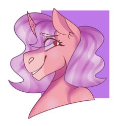 Size: 977x1028 | Tagged: safe, artist:unicorn-mutual, oc, oc only, oc:luster dust, pony, unicorn, bust, female, mare, portrait, solo