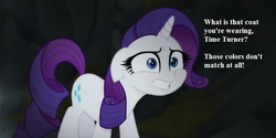 Size: 768x384 | Tagged: safe, edit, edited screencap, editor:korora, screencap, rarity, pony, unicorn, g4, my little pony: the movie, appalled, cropped, doctor who, faic, fashion reaction, female, implied doctor whooves, mare, meme, that pony sure does love fashion, the explosion in a rainbow factory