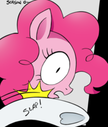 Size: 299x351 | Tagged: safe, artist:theratedrshimmer, edit, pinkie pie, rarity, g4, abuse, cropped, heart, hoof heart, no spoilers, onomatopoeia, pinkiebuse, slap, slapping, underhoof
