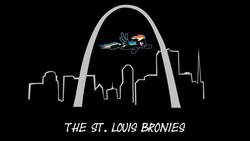 Size: 720x405 | Tagged: safe, rainbow dash, g4, city, cityscape, flying, missouri, st. louis, wallpaper