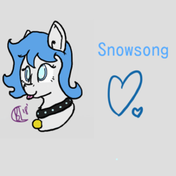 Size: 500x500 | Tagged: safe, artist:blacklightbuggo, oc, oc only, oc:snowsong, blind, collar, female, filly, solo, tongue out