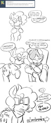 Size: 1280x3072 | Tagged: safe, artist:zanezandell, snails, oc, oc only, oc:krabby, oc:sugarbolt, pony, g4, armchair, ascot, ask, book, boop, chair, challenge accepted, cmcnext, comic, denied, for science, glitter shell, goggles, licking, noseboop, reading, to be continued, tongue out, tumblr