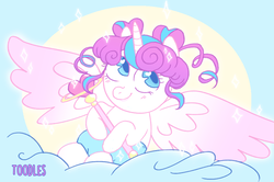 Size: 893x592 | Tagged: safe, artist:toodles3702, princess flurry heart, g4, alternate hairstyle, baby, chibi chibi moon, crossover, cute, diaper, female, flurrybetes, heart eyes, sailor moon (series), solo, sparkles, wand, wingding eyes