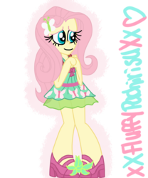 Size: 1024x1229 | Tagged: safe, artist:xxfluffypachirisuxx, fluttershy, equestria girls, g4, my little pony equestria girls: friendship games, clothes, dress, female, high heels, shoes, simple background, solo, transparent background