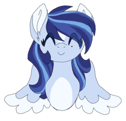 Size: 1750x1688 | Tagged: safe, artist:azure-art-wave, oc, oc only, oc:azure, pegasus, pony, bust, c:, cute, eyes closed, female, mare, ocbetes, portrait, simple background, smiling, solo, spread wings, transparent background, wings