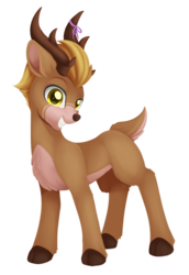 Size: 951x1386 | Tagged: safe, artist:dusthiel, oc, oc only, oc:kanthos, deer, antlers, cloven hooves, commission, male, ribbon, simple background, solo, transparent background