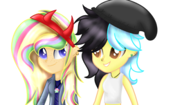 Size: 1400x850 | Tagged: safe, artist:morries123, artist:xxmelody-scribblexx, oc, oc only, oc:bubbly blaze, oc:melody scribble, equestria girls, g4, ear piercing, nose piercing, piercing, simple background, transparent background