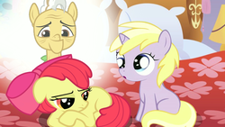 Size: 1280x720 | Tagged: safe, apple bloom, dinky hooves, grand pear, earth pony, pony, g4, homesick