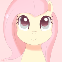 Size: 1024x1031 | Tagged: safe, artist:theemmy4501, fluttershy, pegasus, pony, g4, bust, cute, female, looking up, portrait, shyabetes, smiling, solo