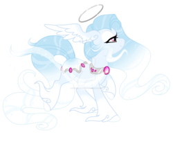Size: 1600x1333 | Tagged: safe, artist:crystal-tranquility, oc, oc only, oc:snow angel, original species, pond pony, female, halo, mare, simple background, solo, transparent background, watermark, wing ears