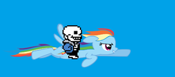 Size: 949x420 | Tagged: safe, rainbow dash, g4, crossover, crossover shipping, flying, sans (undertale), shipping, undertale