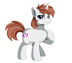 Size: 2600x2275 | Tagged: safe, artist:pridark, oc, oc only, oc:diamond sword, pony, unicorn, 2019 community collab, derpibooru community collaboration, chest fluff, commission, confident, high res, raised hoof, simple background, smiling, solo, transparent background