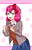 Size: 700x1099 | Tagged: safe, artist:sonikku001, pinkie pie, human, g4, clothes, crossover, doki doki literature club!, female, humanized, pinkie sayori, polka dot background, sayori, school uniform, solo