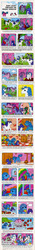 Size: 597x4239 | Tagged: safe, official comic, baby cuddles, baby lucky, glory, gusty, majesty, north star (g1), sparkler (g1), spike (g1), wind whistler, dragon, pony, unicorn, g1, my little pony and friends, my little pony and friends #1, baby lucky through the magic window, bow, buggy, cleaning, comic, crying, dream castle, female, lucky charm, magic window, misdirection, mop, mouth hold, not helping, origin story, pixies, present, spring cleaning, stroller, tail bow, throne, trippy