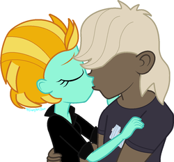 Size: 1024x956 | Tagged: safe, artist:crazybonbun, dumbbell, lightning dust, human, equestria girls, g4, duo, equestria girls-ified, female, kiss on the lips, kissing, lightningbell, male, shipping, straight
